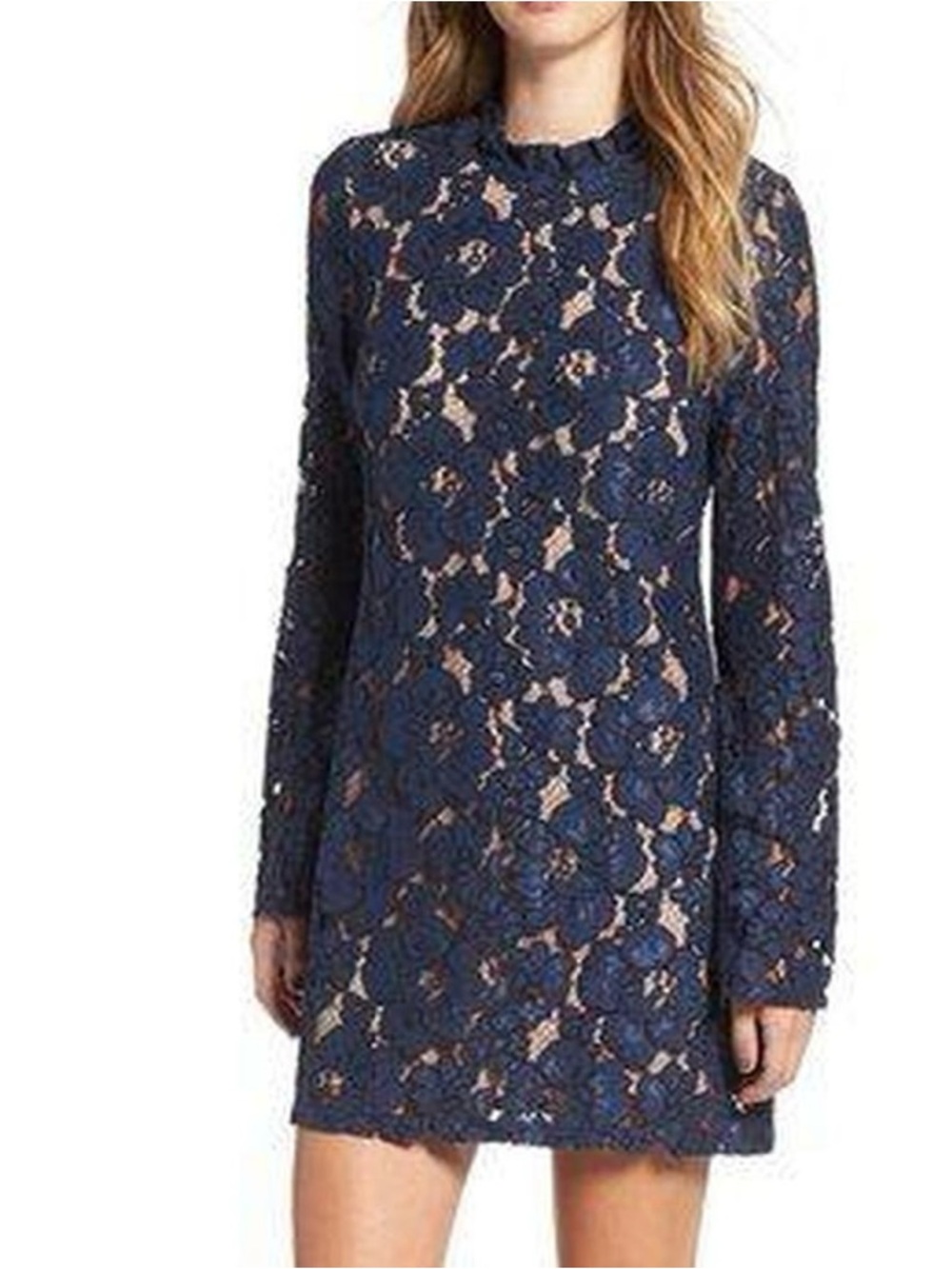 WAYF (Revolve) mini shift lace 
dress  in navy size S